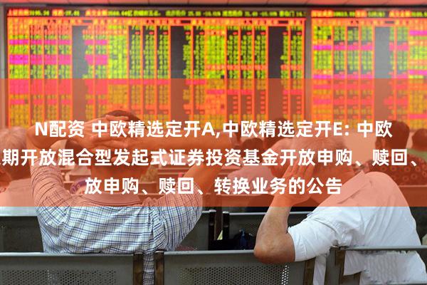 N配资 中欧精选定开A,中欧精选定开E: 中欧精选灵活配置定期开放混合型发起式证券投资基金开放申购、赎回、转换业务的公告