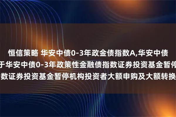 恒信策略 华安中债0-3年政金债指数A,华安中债0-3年政金债指数C: 关于华安中债0-3年政策性金融债指数证券投资基金暂停机构投资者大额申购及大额转换转入的公告